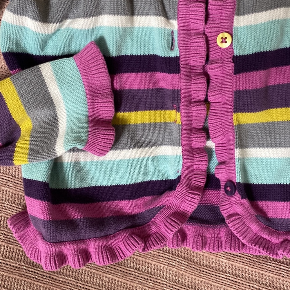 Striped Ruffle Cardigan Sweater - Picture 3 of 4
